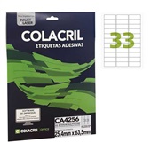 Etiqueta Adesiva InkJet e Laser A4 25,4x63,5mm Branco CA4256 25 Folhas