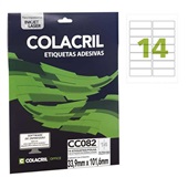 Etiqueta Adesiva InkJet e Laser Carta 33,9x101,6mm Branco CC082 10 Fol