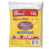 Saco de Lixo Reforçado 15L Preto 39x58cm PT 20 UN Embalixo