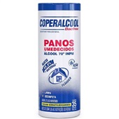 Panos de Limpeza Umedecidos Com Álcool 70°INPM Bacfree Clássico Pote 20cmx18cm 35 UN Coperalcool