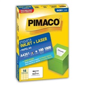 Etiqueta Adesiva InkJet e Laser A4 46,5x63,5mm Branco A4361 100 Folhas