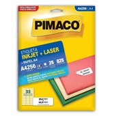 Etiqueta Adesiva InkJet e Laser A4 25,4x63,5mm Branco A4256 25 Folhas