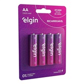 Pilha Recarregável Elgin AA-2500 mAh Cartela com 4 unds