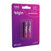 Pilha Recarregável Elgin AAA-1000 mAh Cartela com 2 unds