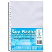 Envelope Plástico A4 Cristal Liso 234x304mm 13 Furos Espessura 0,10  PT 10 UN Chies