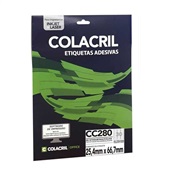 Etiqueta Adesiva InkJet e Laser Carta 25,4x66,7mm Branco CC280 25 Folhas 750 Etiquetas Colacril