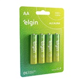 Pilha Alcalina Elgin AA Cartela com 4 unds