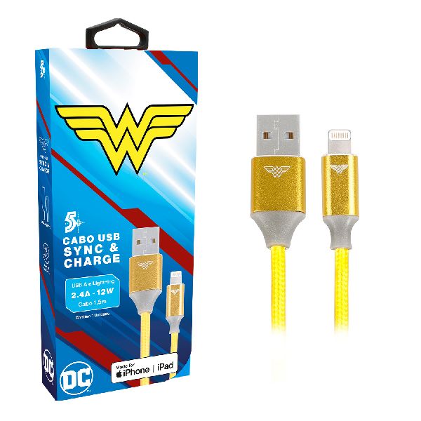 Cabo USB para Lightning MFi - 2.0 - 1,5m DC Mobile - Mulher Maravilha