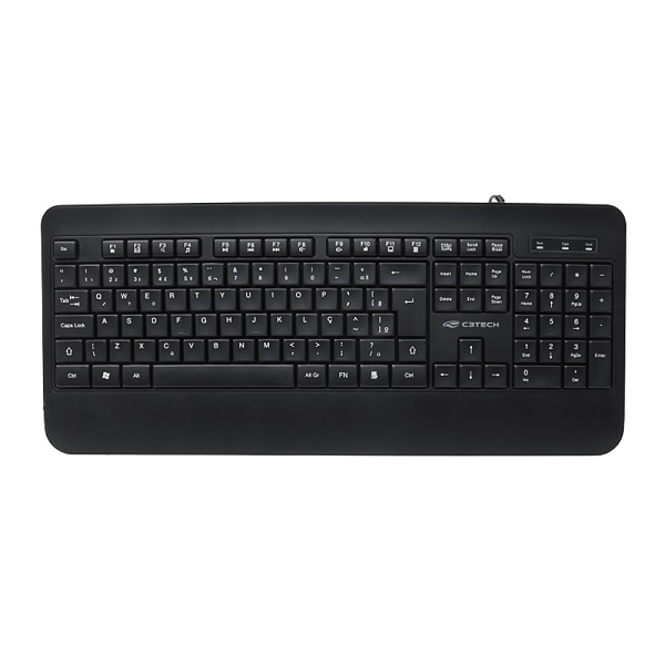 Teclado com Fio Multimídia USB KB-M100BK Preto 1 UN C3Tech