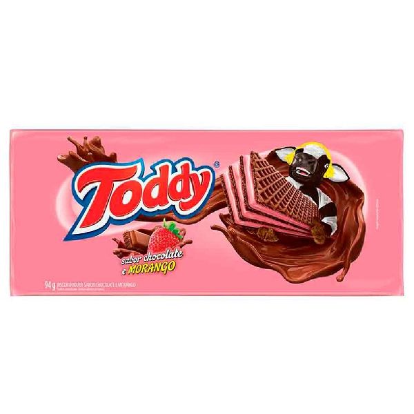 Wafer Sabor Chocolate com Morango 94g 1 UN Toddy