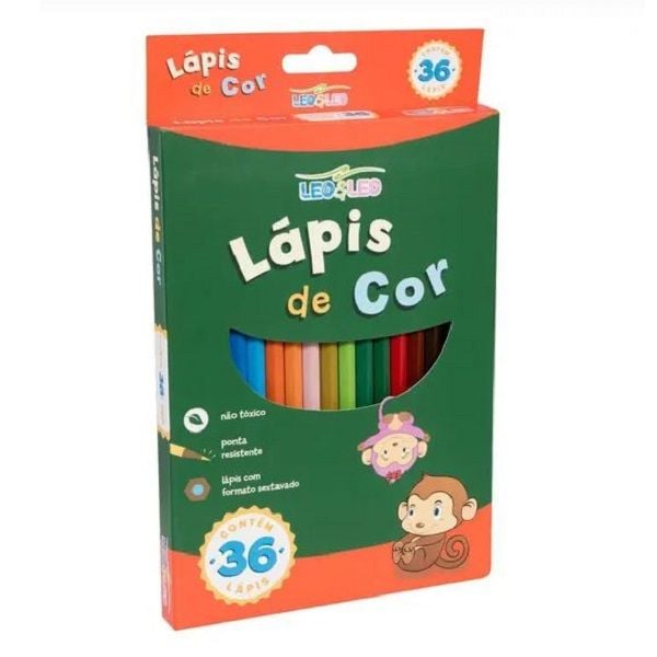 Lápis de Cor Sextavado 36 Cores LEO E LEO