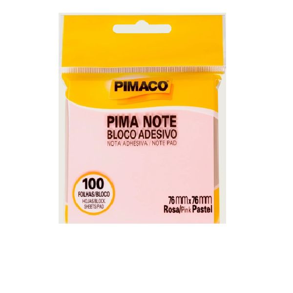 Bloco de Notas Adesivo 76x76mm Rosa 100 FL Pima Note