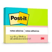 Bloco de Notas Adesivo 38x50mm 4 Cores Neon 100 FL cada Post-it