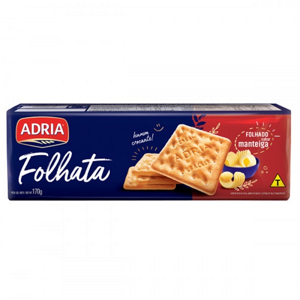 Biscoito Cream Cracker Folhata 170g 1 UN Adria