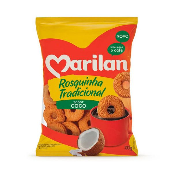 Biscoito Rosquinhas Sabor Coco 300g 1 UN Marilan