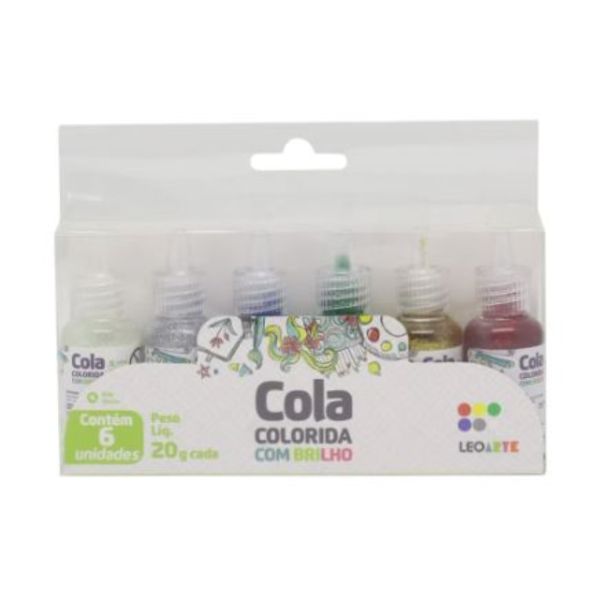 Cola Colorida com Gliter 6 Cores 20g BT 6 UN Leo & Leo