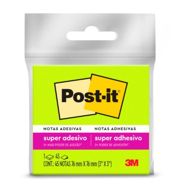 Bloco de Notas Super Adesivo 76x76mm Verde 45 FL Post-it