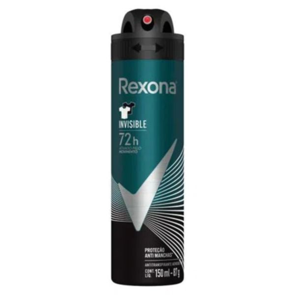 Desodorante Aerosol Masculino Invisible 150ml 1 UN Rexona