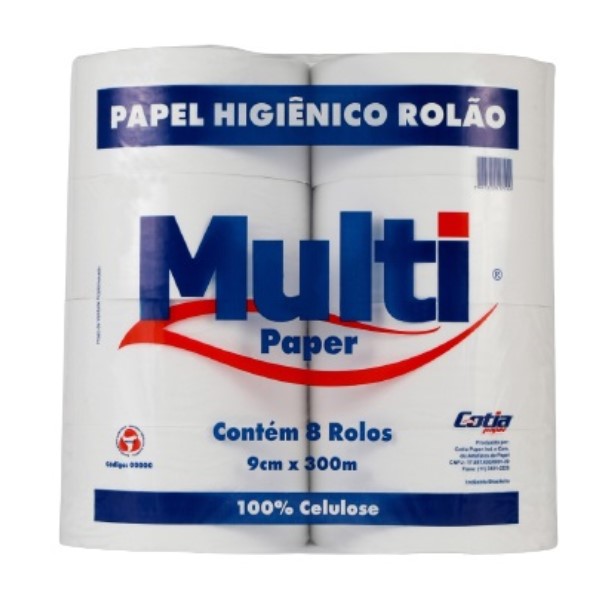 Papel Higiênico Folha Simples 300M PT 8 RL Multipaper