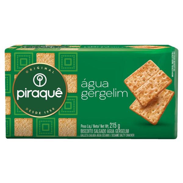 Biscoito Água Gergelim 215g 1 UN Piraquê