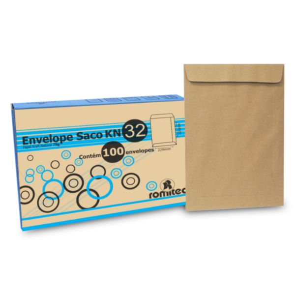 Envelope Saco Kraft Natural 75g 229X324 CX 100 UN Romitec