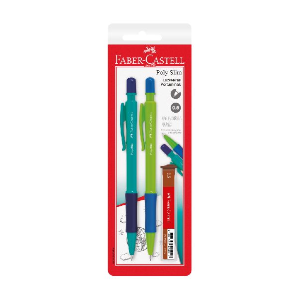 Lapiseira Poly Slim 0,5mm Azul e Verde 2 UN Faber