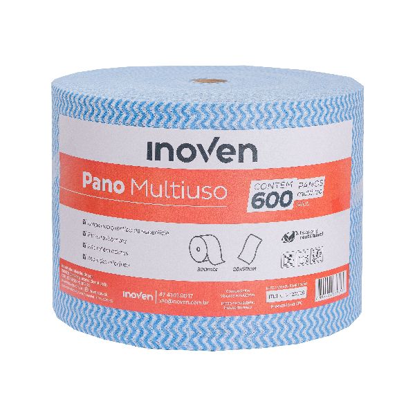 Pano de Limpeza Multiuso Rolo 20X50cm 300m Azul 600 Panos  Inoven