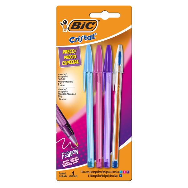 Kit Fashion Caneta Esferográfica e Caneta Precisão CX 4 UN Bic