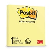 Bloco de Notas Adesivo 76x76mm Amarelo 100 FL Post-it