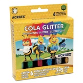 Cola Colorida com Gliter 6 Cores 23g Cada 6 UN Acrilex