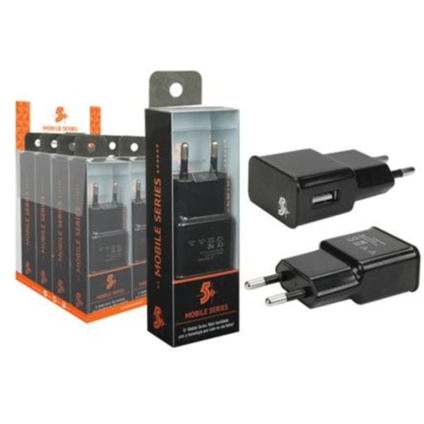 Carregador de Parede USB 5V 2.1A Preto 1 UN 5+