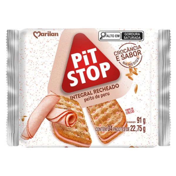 Biscoito Pit Stop Recheado sabor Peito de Peru 91g Marilan