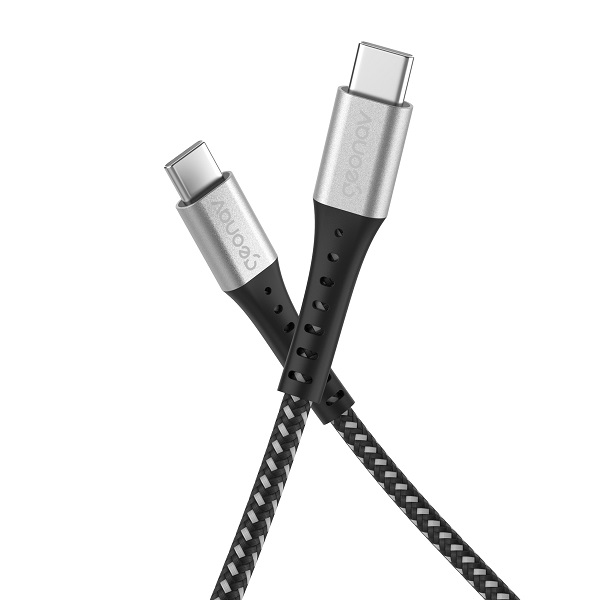 Cabo USB-C para USB-C nylon trançado 1.20MT ESC06BK Preto 1 UN Geonav
