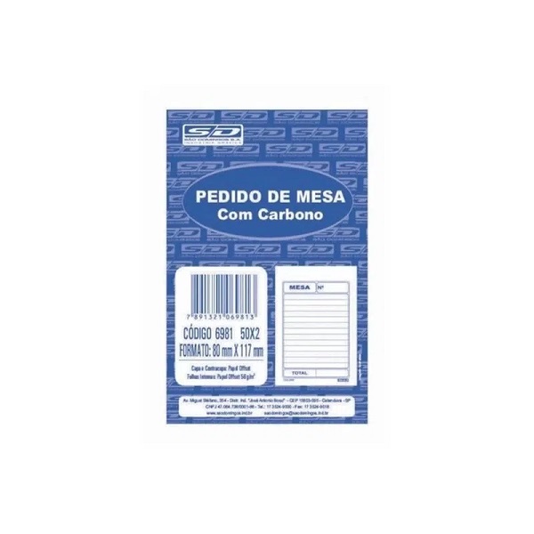 Bloco Pedido De Mesa Com Carbono 50x2 São Domingos
