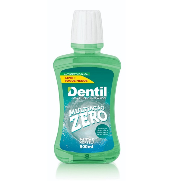 Enxaguante Bucal Menta Com Flúor e Zero Álcool 500ML 1 UN Dentil