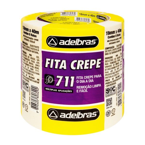 Fita Crepe 18x40 711 PT 6 UN Adelbras