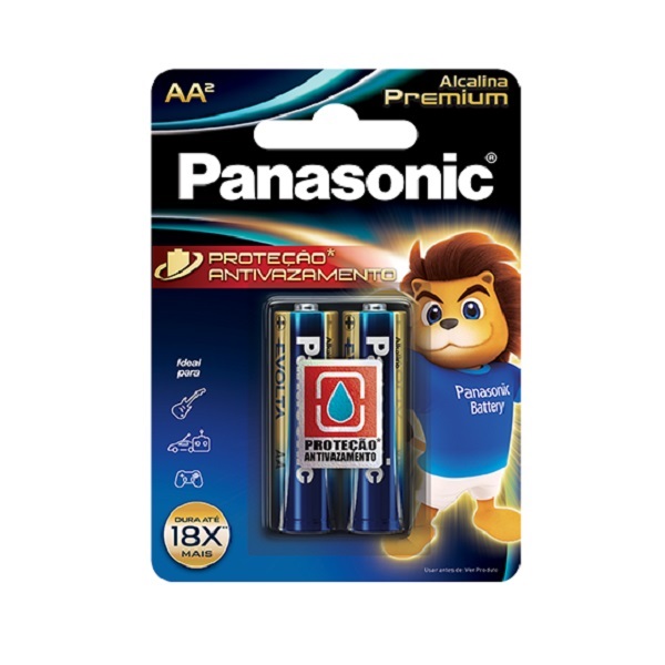 Pilha Alcalina Premium Pequena AA 2 UN Panasonic