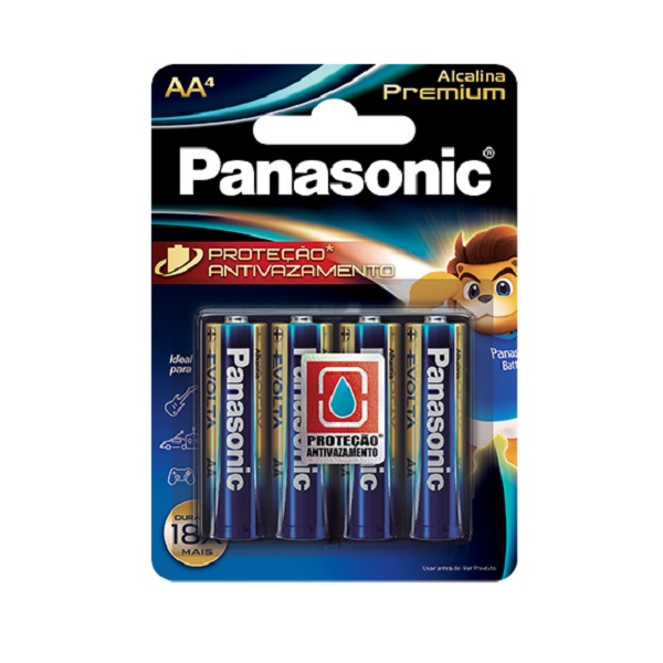 Pilha Alcalina Premium Pequena AA 4 UN Panasonic