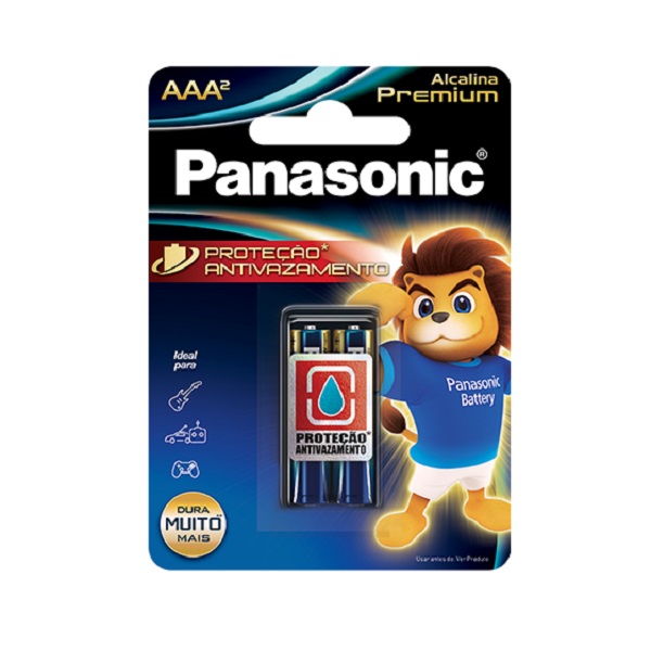 Pilha Alcalina Premium Palito AAA 2 UN Panasonic