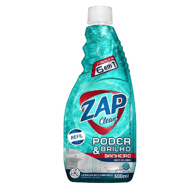 Limpa Banheiro Sem Cloro Poder Brilho Refil 500ml 1 UN Zap Clean