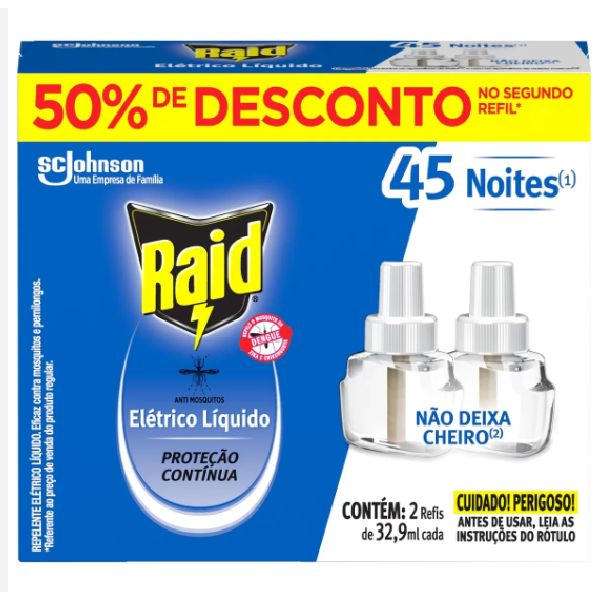 Inseticida Elétrico Líquido Refil 32,9ml 2 UN Raid