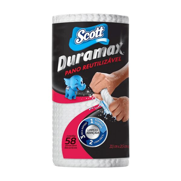 Pano de Limpeza Multiuso Duramax 20,1x21,5cm Branco PT 58 UN Scott