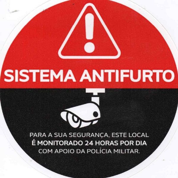 Adesivo Vinil Sistema Antifurto 14x14cm 1 UN Precificar