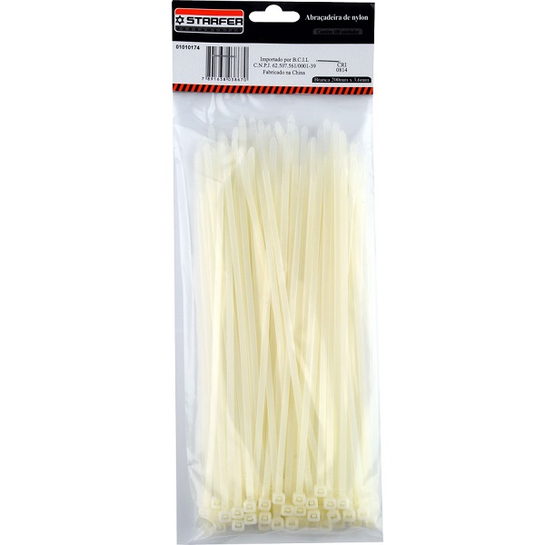 Abraçadeira de Nylon Branca 150x3,6mm PT 100 UN Barzel