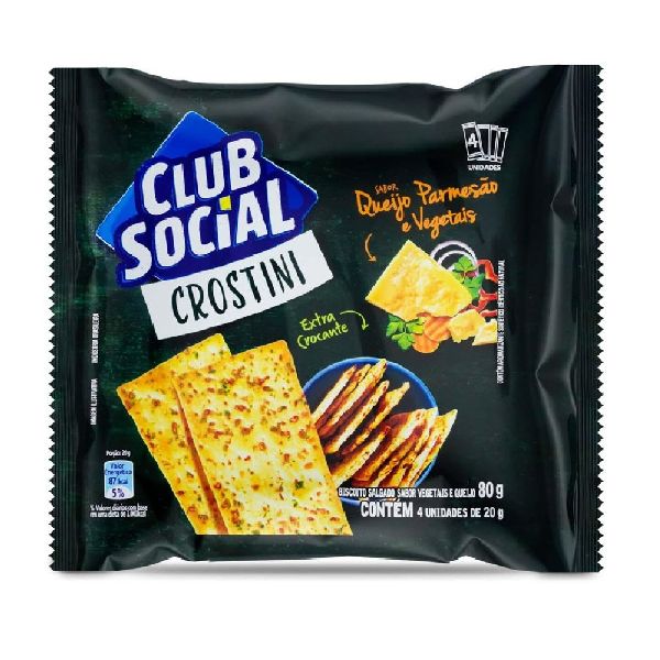 Biscoito Crostini Sabor Parmesão 80g 1 PT Club Social