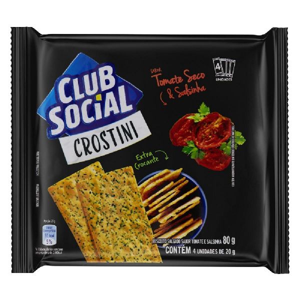 Biscoito Crostini Sabor Tomate Seco e Salsinha 80g 1 PT Club Social
