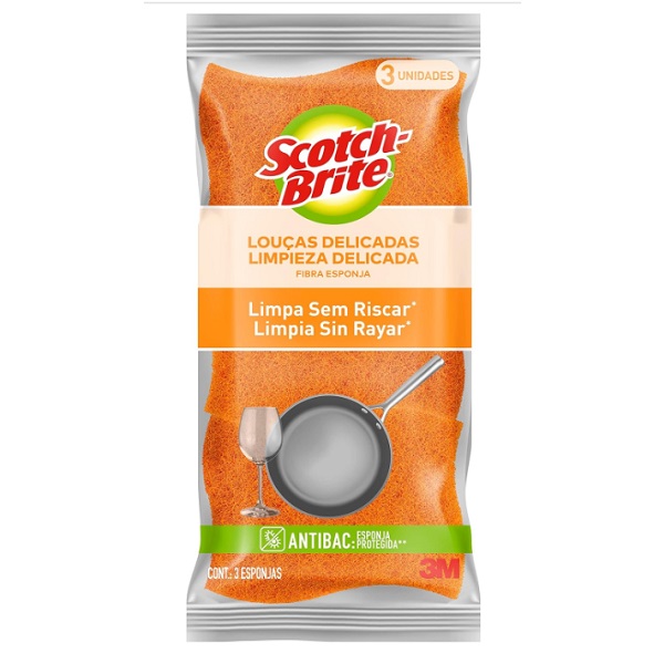 Esponja para Limpeza Delicada Não Risca PT 3 UN Scotch Brite