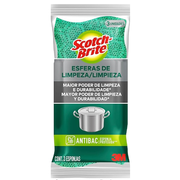 Esponja Esfera de Limpeza PT 3 UN Scotch Brite