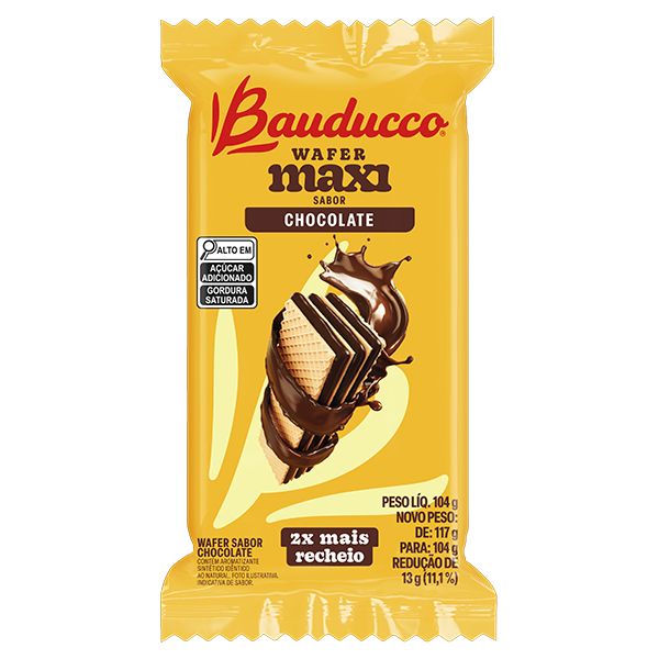 Biscoito Wafer Chocolate Maxi 104g 1 UN Bauducco