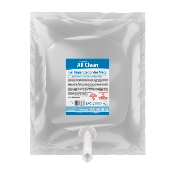 Álcool em Gel 70% Antisséptico All Clean 800ml 1 UN Audax